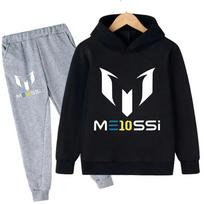 Spring Autumn Football Superstar Messi Print Sport Children Hoodies Set 2Pcs Pants Suit Boy Girls Casual Fashion Kids Tracksuits 110 white