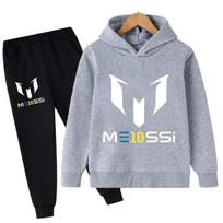 Spring Autumn Football Superstar Messi Print Sport Children Hoodies Set 2Pcs Pants Suit Boy Girls Casual Fashion Kids Tracksuits 120 white