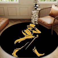 Johnnie Walker Round mat Home Decor, Chair rug For livingroom,Bedroom, doormat home decor Birthday Gift Christmas Gifts 80cmx80cm brown