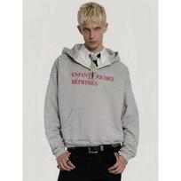 Distressed Oversized Hoodie With Safety Pin Detail Mens Cotton Sweatshirt 2025 Streetwear Small gray
