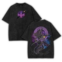 Vintage Yu Gi Oh Dark Magician Anime Casual Street Wear Women's Tshirt Unisex Tee Top Men's Cotton Short Sleeve Washed T shirt XXXL black