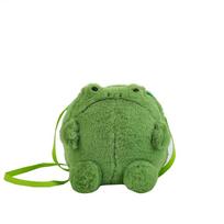 Cartoon frog crossbody bag new fashionable plush shoulder bag parody cute doll crossbody small bag beige