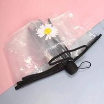 Skaidrus gėlių skėtis moteriškas lietaus nešiojamas mini skėtis lauke skaidraus plastiko PVC princesės vyšnių vestuvių skėčiai