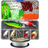 Žvejybos masalų rinkinys Minkšto ir kieto masalo rinkinys Įrankių sluoksnis Minnow Metalinis Jig Šaukštas Bass Pike Crank Tackle Priedai su dėžute 56Pcs