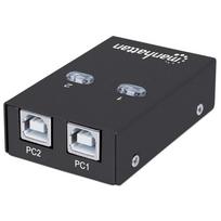 Manhattan USB-A Automatic Sharing Switch, 2x USB-B Ports, 480Mbps (USB 2.0), Dual Control (Auto-Sensing or Manual), USB powered
