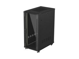 19" 27U 600 1000 BLACK FLOOR-STANDING RACK CABINET WITH GLASS DOOR, LANBERG (FLAT PACK)