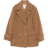 Paltas moterims, Ruda, wool mid length peacoat