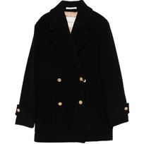 Paltas moterims, Juoda, wool mid length peacoat