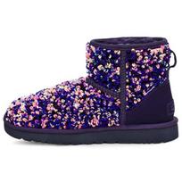 UGG CLASSIC MINI PU Thermal Abrasion Resistant Slip Resistant Short Mid Calf Snow Boots Women's Black Blue Purple 1112515-MDL 37 blue