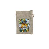 5Pcs Halloween Burlap Drawstring Favor Bag Spooky Pumpkin Goodie Treat Bags for Kids Trick or Treat Sack Party Decorate Supplies 5PCS 10X14cm gray