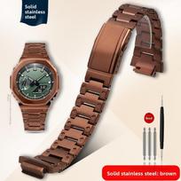 GM2100 laikrodžio apyrankė, skirta Casio G-SHOCK 5611 GM-2100GBM-2100, modifikuota nerūdijančio plieno apyrankė 16mm išgaubtu galu, vyriškas metalinis apyrankė GM2100GBM2100 brown