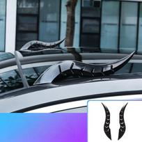 2 vnt. Individualizuotos Universalios Automobilio 3D Drakono Rago Stogo Apdailos Kūrybiški ir Šaunūs Automobilio Išorės Aksesuarai Su 3D Jaučio Rago Lipdukais juoda