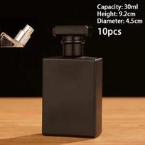 10 vnt. 30/50 ml kvepalų buteliukai, auksiniai, sidabriniai, tušti buteliukai, purškikliai, nešiojami kvepalų dozatoriai black
