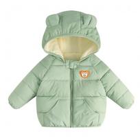 Kids Baby Unisex Hooded Thickened Fleece Lined Luminous Bear Warm Padded Cotton Coat 90cm žalia