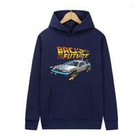 Atgal į ateitį Retro DeLorean automobilio spaudinio Hoodie ilgomis rankovėmis viršutiniai drabužiai Vyriški laisvalaikio gatvės stiliaus megztiniai Pavasaris Ruduo Unisex drabužiai M gray