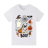A1653 Kids Boys Girls Halloween Ghost Short Sleeves T-shirt 110cm white