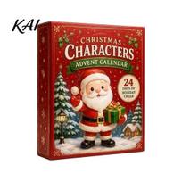 Acrylic Collectible Toys 2026 Christmas Characters Advent Calendar, 24-Day Countdown Food Theme Ornament Set, Calendar 2D Hanging Decor for A red