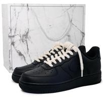 Nike Air Force 1 Black Warrior Abrasion Resistant Slip Resistant Low top Skateboard Shoes Unisex Black Yellow CW2288-001(Team562-) 38 white