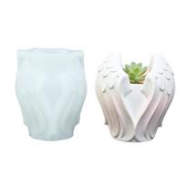 Resin and Cement Pot Casting Form, Angel Wing Flower Pot Profile with Flexible Body for Plaster Projects and Tabletop Display Use Indoors 1 white