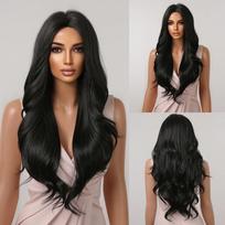 „Ombre“ tamsiai rudi garbanoti perukai su kirpčiukais juodoms moterims, ilgi banguoti sintetiniai „Cosplay“ plaukų perukai, karščiui atsparus pluoštas „Afro“ kasdienis perukas Wig LC2052-4 brown