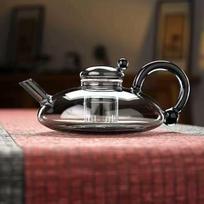 Furnace brewed teapot borosilicate glass light luxury household kung fu tea set thickened flower tea kettle creative rat tail gray