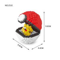 Micro Blocks Pokemon Pokeball Anime Action Figure Cartoon Toys Building Blocks Pikachu Pocket Monster Sets No box red