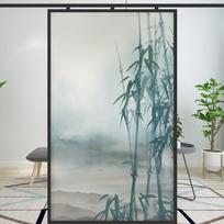 Kinų bambukų miško rašto privatumo langų plėvelė, bambukų kraštovaizdžio vitražo plėvelė, matinio stiklo statinio prilipimo lipdukas 40x120cm