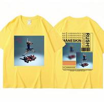 Italian Rock Band Maneskin T Shirt Music Album Rush T-shirts Men Women Hip Hop Oversized Cotton Fashion Tees XL gray