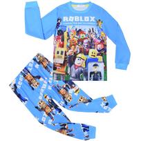 Animacinis skaitmeninio spaudinio ilgomis rankovėmis pižamos rinkinys vaikams - Vidutinio ir didelio dydžio Size 120 blue