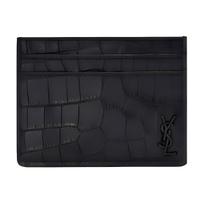 Saint Laurent Ysl Black Label Mažas Logotipas Krokodilo Rašto Odinis Kortelių Laikiklis Vyriškas Kortelių Laikiklis 607603-DZE0U-1000 Box(Basic Set+Box)
