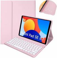 4kom.pl Etui z magnetyczną klawiaturą Bluetooth do Xiaomi Redmi Pad SE 8.7 2024, różowe