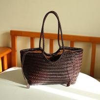 Prancūziškas drakonas Rankinė pintų odinių moteriška rankinė - Didelės talpos, Pečių rankinė paplūdimio atostogoms 21*27/39cm black