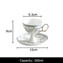 Gold-plated Flower Ceramic Cup&saucer Goblet Mugs Dining Table Coffee Mug Milk Cups Afternoon Tea Teacup Fruit Juice Container 260ml white