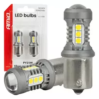 Amio LED bulbs STANDARD BAU15S PY21W 3030 15SMD White 12/24V -05001