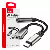 Amio USB-C TO TYPE USB-C + Mini Jack 3.5mm Female Adapter 10cm -04295