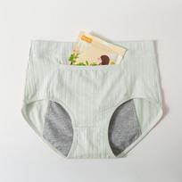 Menstruacinės kelnaitės Moteriški apatiniai apatiniai 4 sluoksniai, nepralaidūs fiziologiniai kelnaitės, pralaidžios medvilninės kelnaitės, moteriškas apatinis trikotažas L žalia