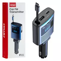 Amio Car FM Transmitter 1×USB-A 1×USB-C 12V 24V -04656