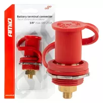 Amio Red plus battery power connector with cap 3/8 M10 12V 24V 48V 250A -03814