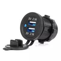 Amio Waterproof Phone Charger with BLUE LED Indicator 4.2A 2xUSB 12/24V -04217