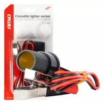 Amio Cigarette lighter socket adapter with crocodile clips 12V 24V 100cm -03804