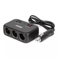 Amio Triple extension socket charger 1x USB A 1x USB C QC 4.0 12/24V 120W 80cm -04365