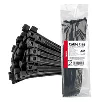 Amio Cable ties black 4.8x300mm - 100 pcs