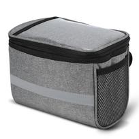 Cycle Bike Bicycle Insulated Front Bag MTB Bike Handlebar Bag Basket Pannier Cooler Bag with Reflective Strip black