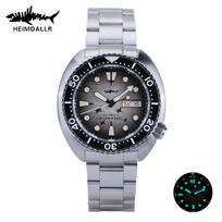 HEIMDALLR Diver Men's Watch Turtle King Sapphire Crystal 316L Steel NH36 200M Water Resistant Luminous Automatic Mechanica Watch gray