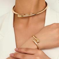 2/3Pcs Adjustable Rings Water Drop Torques Choker Necklace Punk Party Grunge Jewelry Set  Wedding Style 3 Gold brown