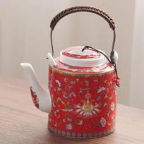 Large Capacity Ceramic Teapot Single Pot with Filter Screen Handmade Lifting Beam Pot Tea Kettle Filter Pot Tea Infuser Tea Set brown