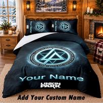 Linkin Park Pattern Bedding 3Pcs Set Custom Name, Bed Sheet And Pillowcases For Home Bedroom 135cmx200cm white
