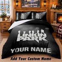 Linkin Park Pattern Bedding 3Pcs Set Custom Name, Bed Sheet And Pillowcases For Home Bedroom 140cmx210cm