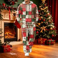 Men's Casual Loose Fit Christmas Print Hoodie and Wide Leg Pants Set with Pockets XL balta