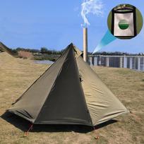 Flame Retardant Pyramid Tent with Built-in Wood Stove for Winter Camping Standard: 1 Person